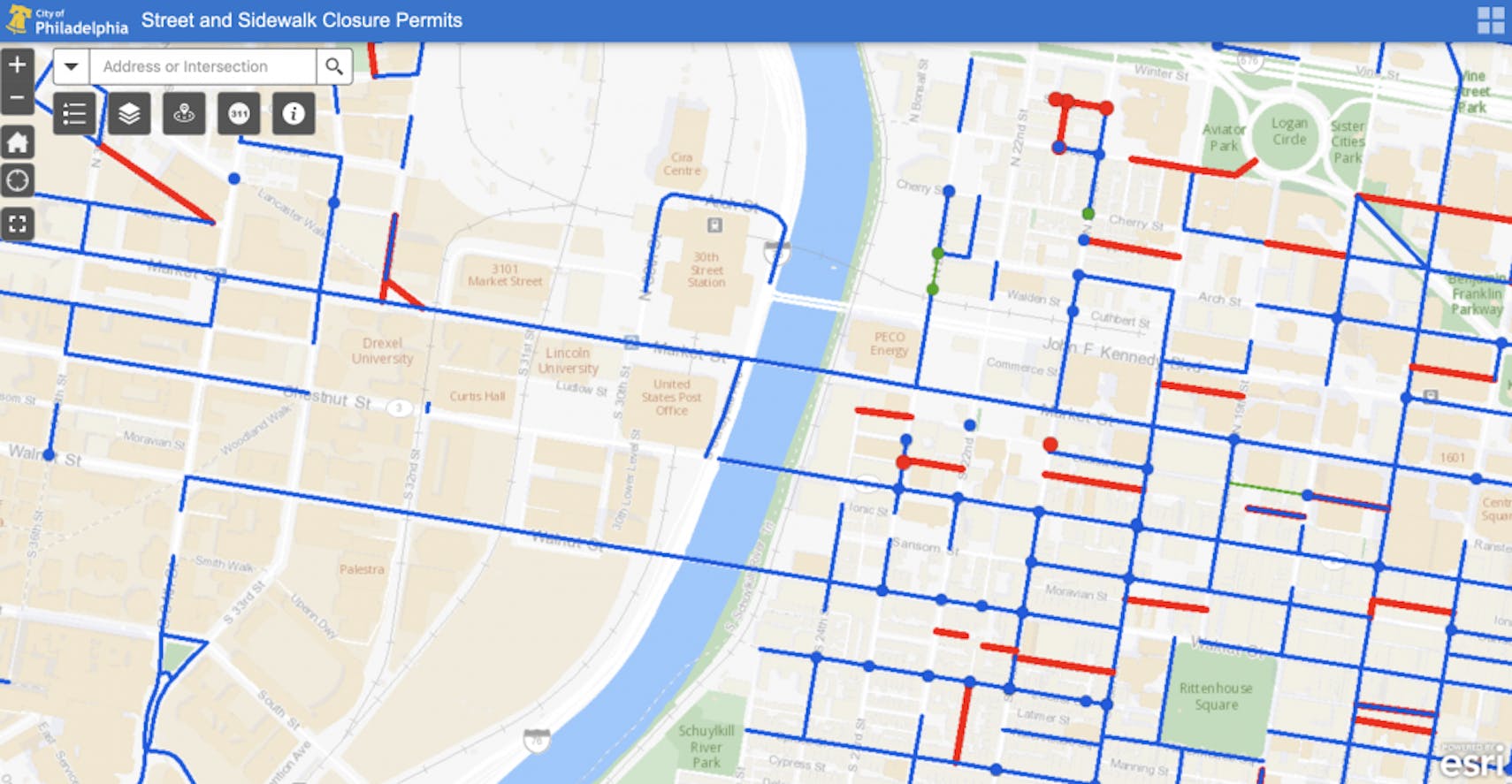 Philadelphia interactive map traffic