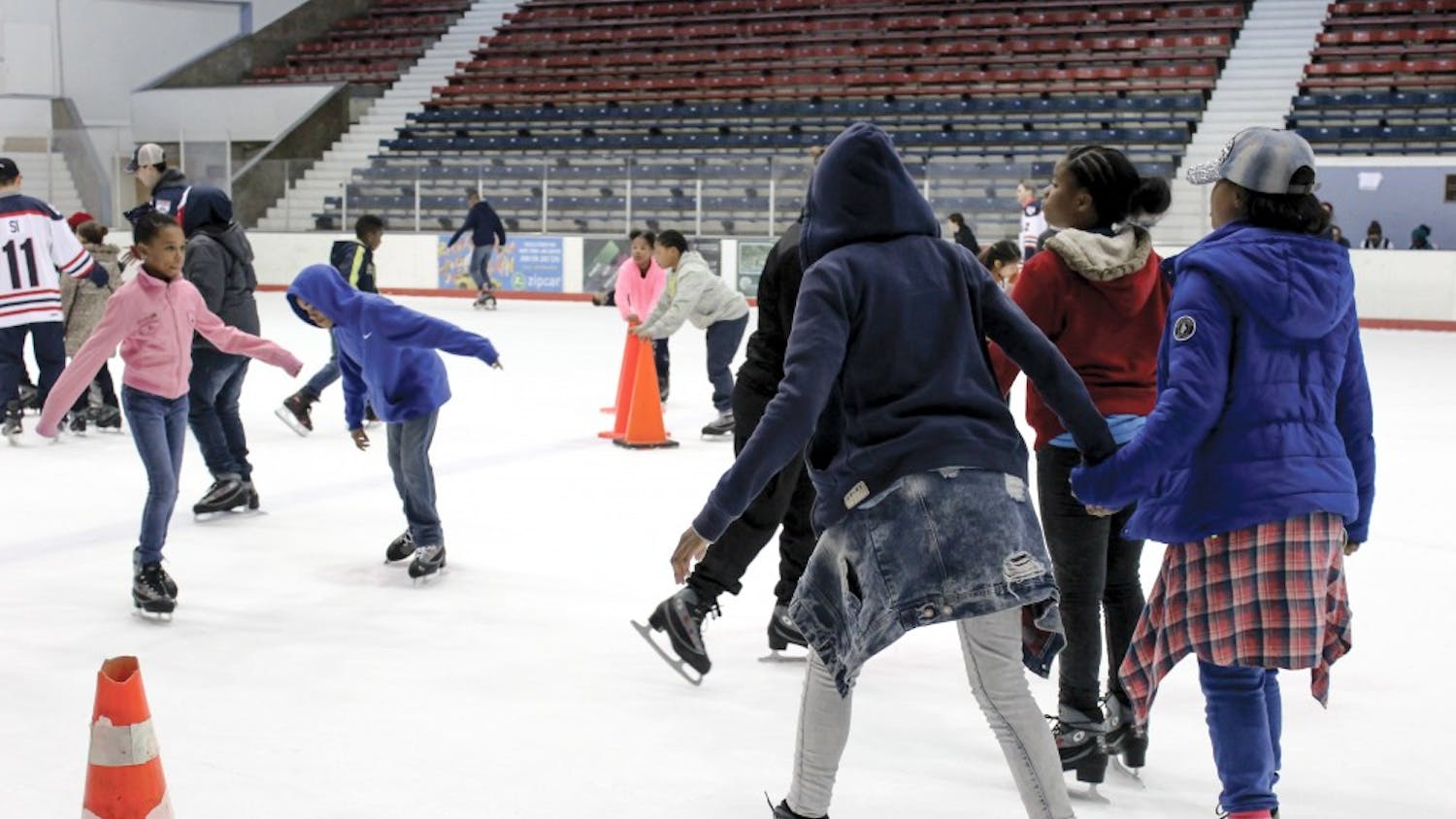 The Philadelphia Police Athletic League hosted its annual ice-skating event; kids from around Philadelphia skated alongside police officers and the Penn Figure Skating Club.