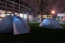 Camping out on College Green, for a cause