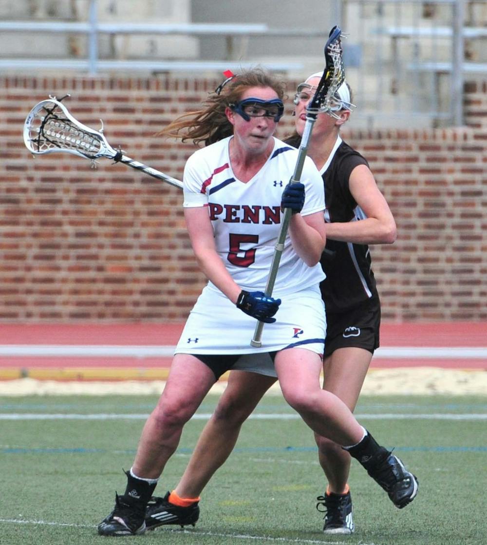 Women's lacrosse beats Brown 12-6 at Franklin Field on Senior Day. Emily Leitner and Erin Brennan play their last regular season game at home. 