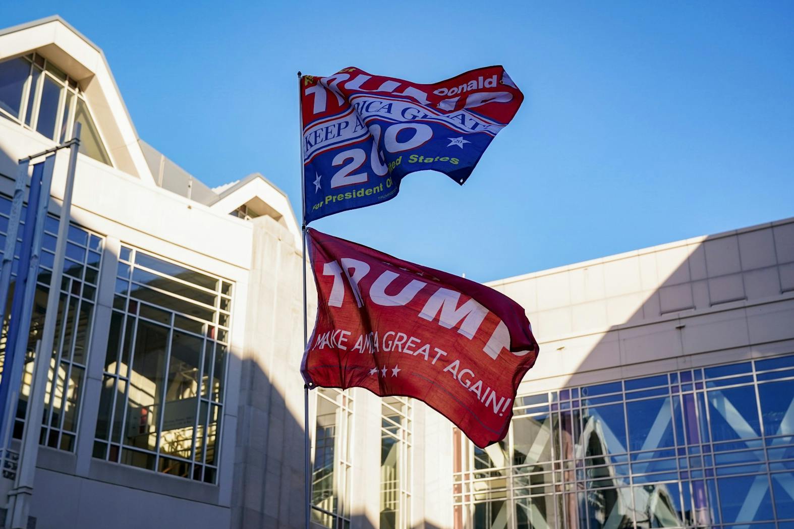 Election Day 2020 Pennsylvania Convention Center Postponed Press Conference Trump Flags.jpg