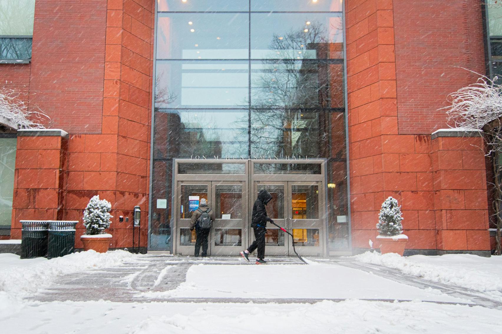 Snow Day 2.1.21 Shoveling Huntsman Hall