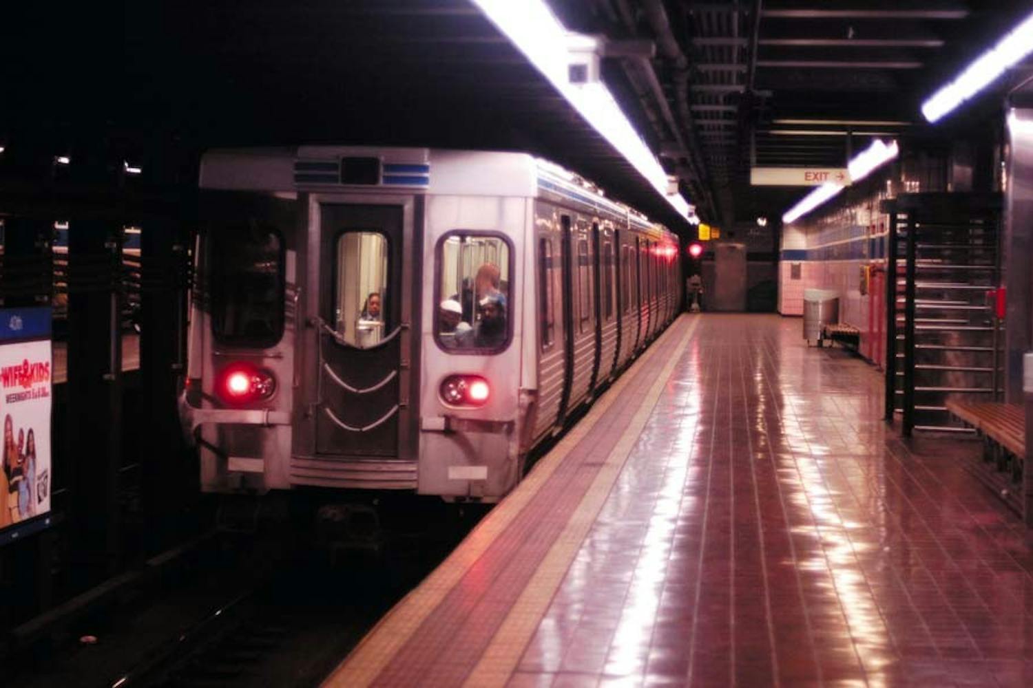 SEPTA trains ran normally on Tuesday, November 9, 2005 with the strike no longer in effect. A subway on the Market-Frankford line leaves the 40th Street station,