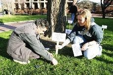 On College Green, a somber protest