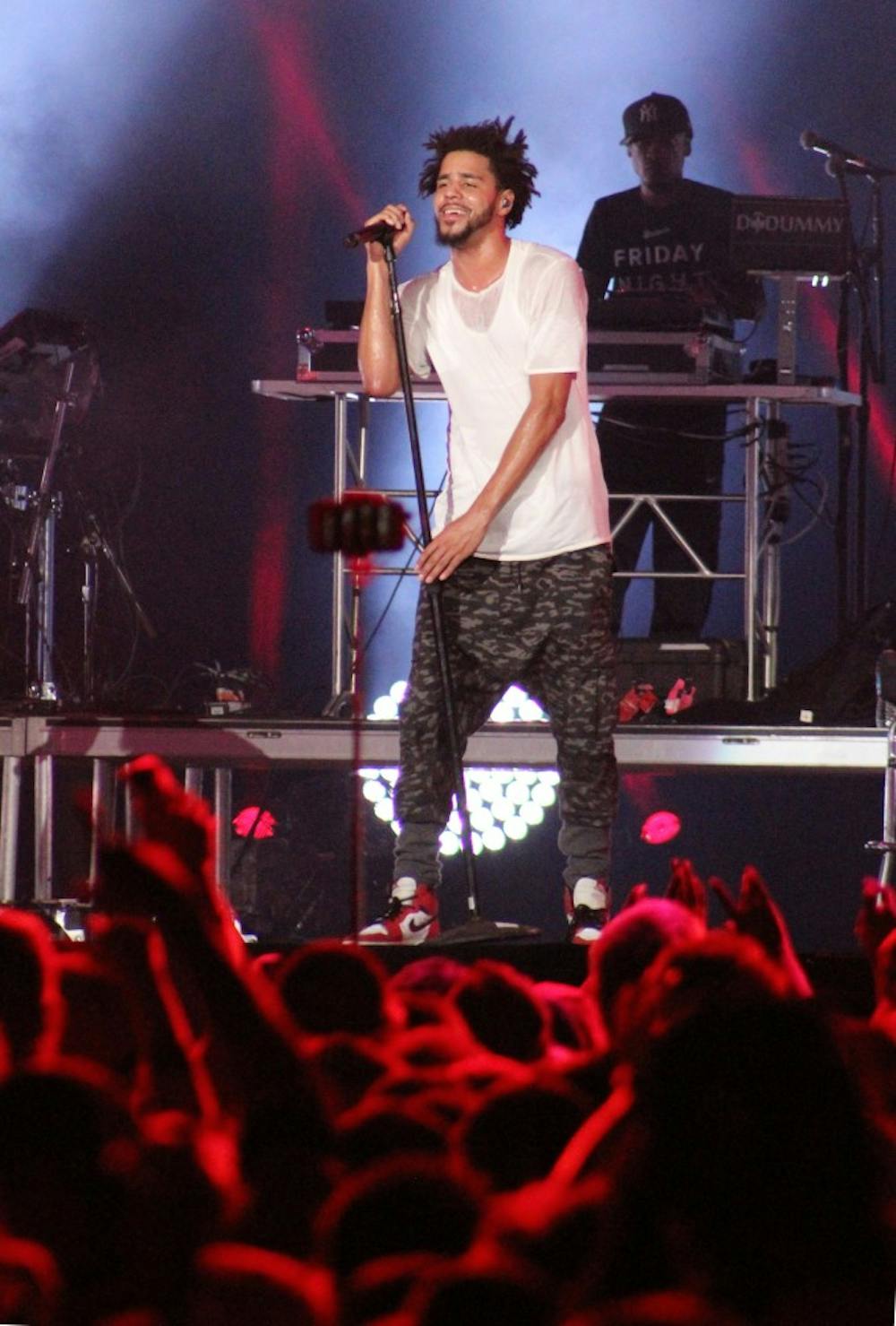 J. Cole performed at the Made in America festival on Sunday night.