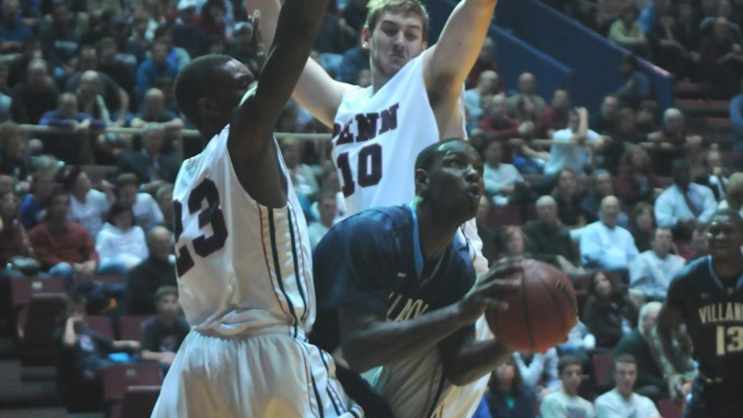 M Hoops played VIllanova and lost 68-55. Jamal Lewis fouled out late in the game, and the Quakers had a lot of turnover trouble. Shooting percentage was also low.
