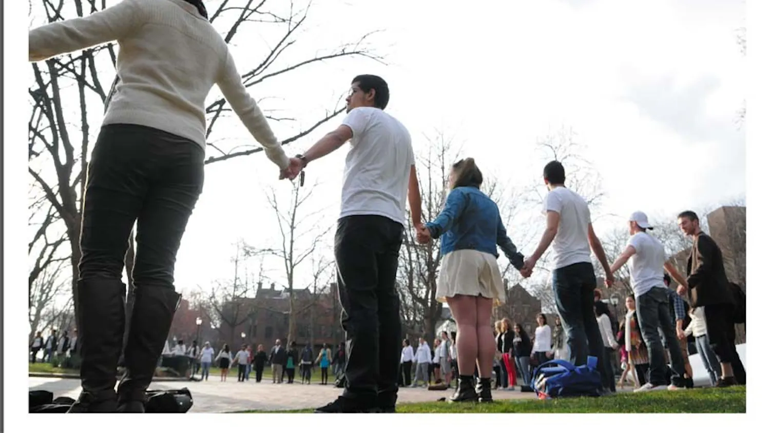 Students standing silently in support of Tania Chairez, an undocumented Wharton sophomore who was arrested