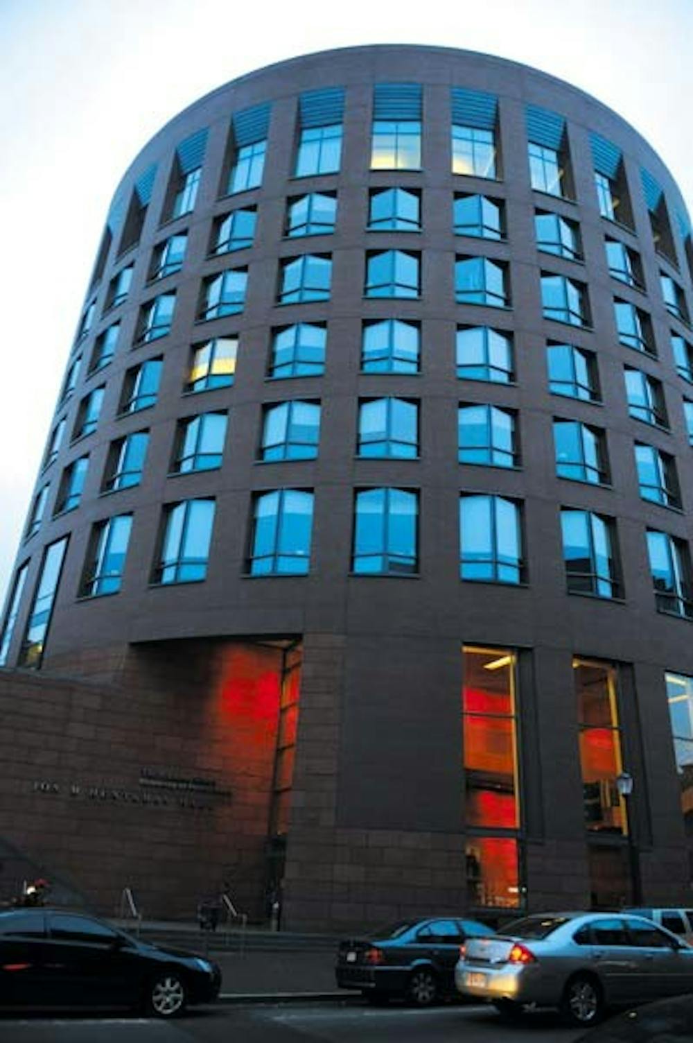 huntsman hall at dusk