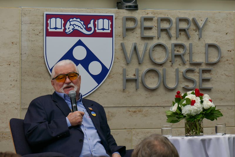 Former Polish president Lech Wałęsa speaks about the future of democracy at Perry World House