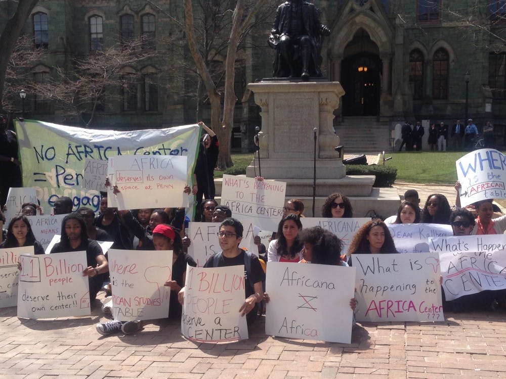 The protest was sparked by the announcement that Penn's Africa Center will close and the African Studies department will merge with the Africana Studies center.