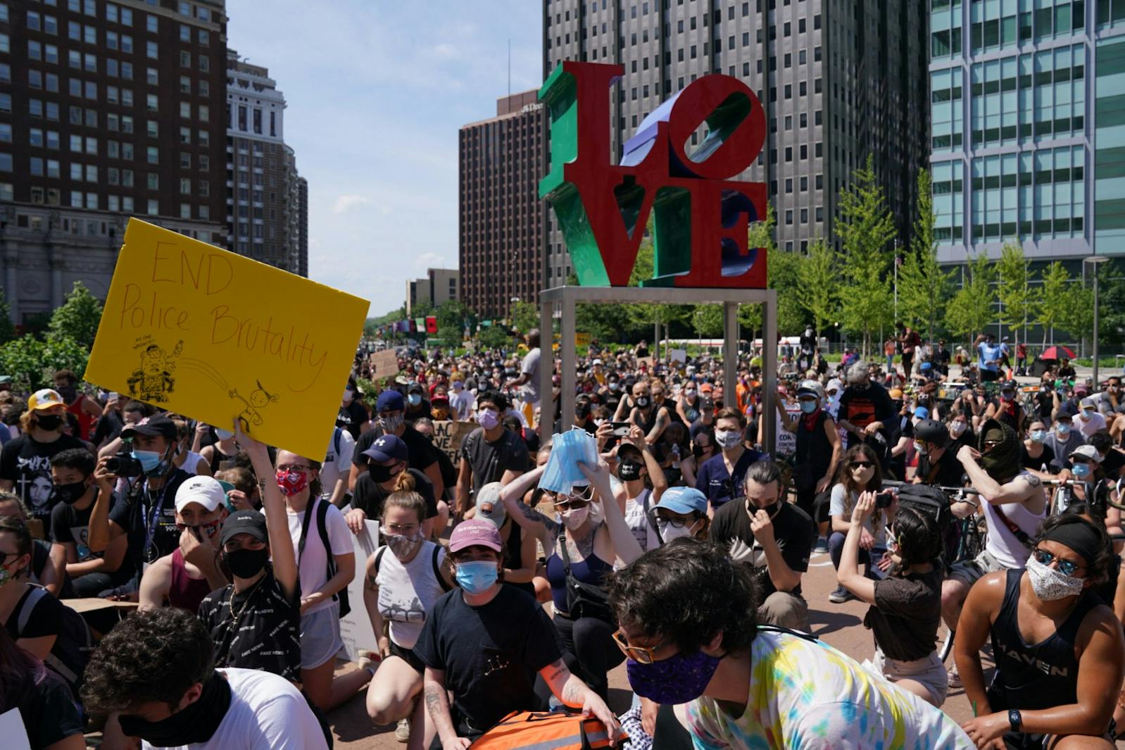 Love Statue Gathering Philadelphia George Floyd Protest Sixth Day.jpg