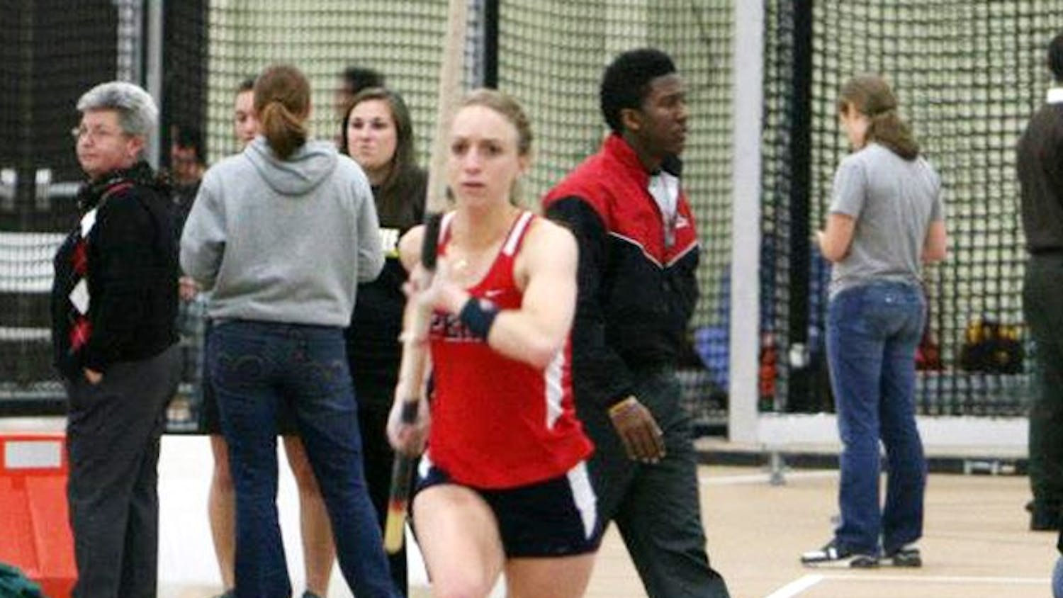 As the track and field season switches from indoor to outdoor, senior pole vaulter Davielle Brown has turned her attention to the outdoor school record of 13-feet-1.5 inches, a mark currently held by assistant coach Samantha Crook.