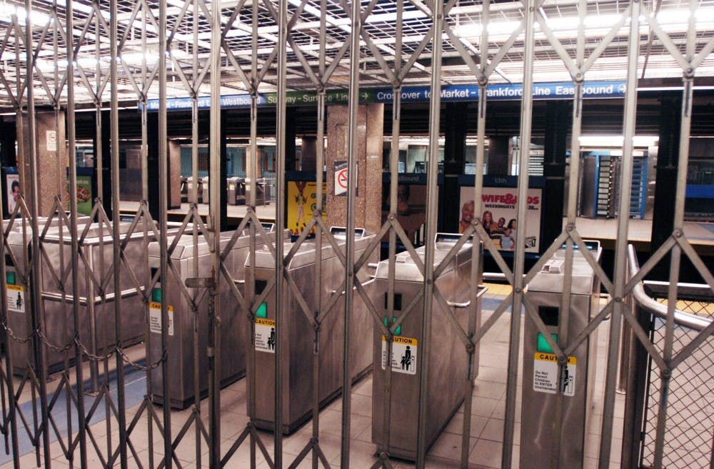 The SEPTA Strike continues.  Pictures of the empty interior of the 13th & Market Station, outside of the locked Broad Street Station, outside of the SEPTA building on 13th & Market.The 13th Street station on the Market-Frankford line is closed due to the SEPTA strike.  11/5/05
