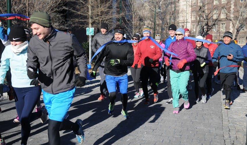 Amy Guttmann speaking as part of a launch of a new sports program between West Philly elementary schools and Penn Athletics