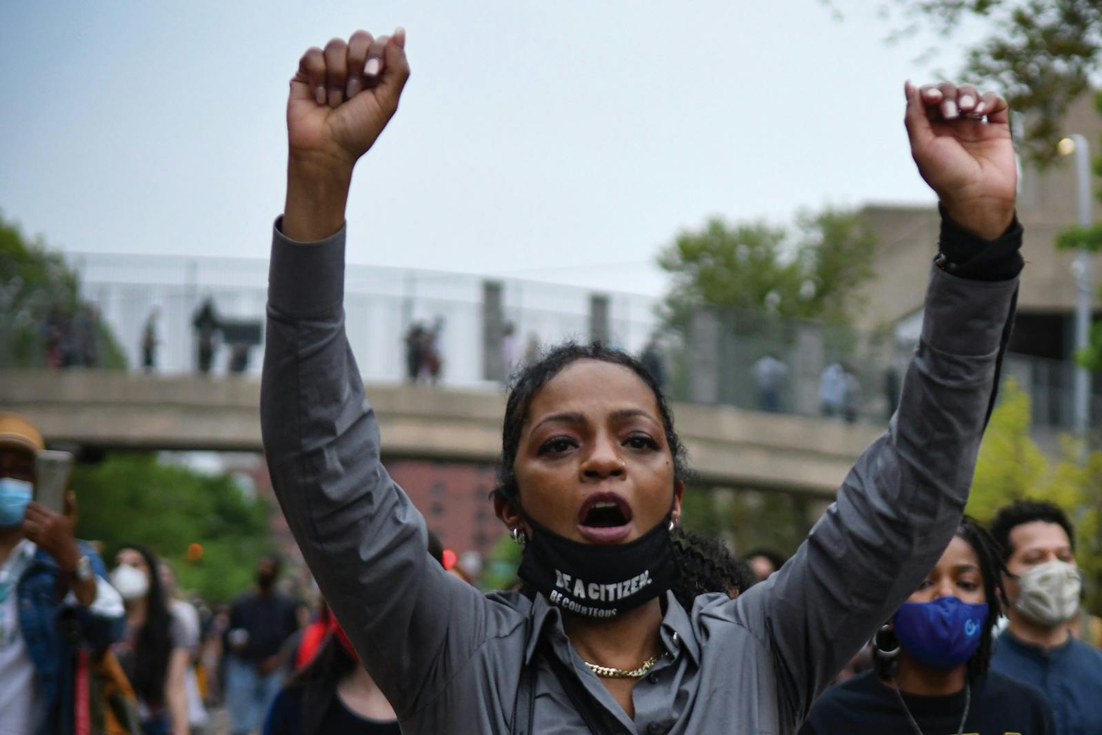 4-28-21 MOVE Bombing Penn Museum Reparation Protest 1920 Bridge Emotional Protester