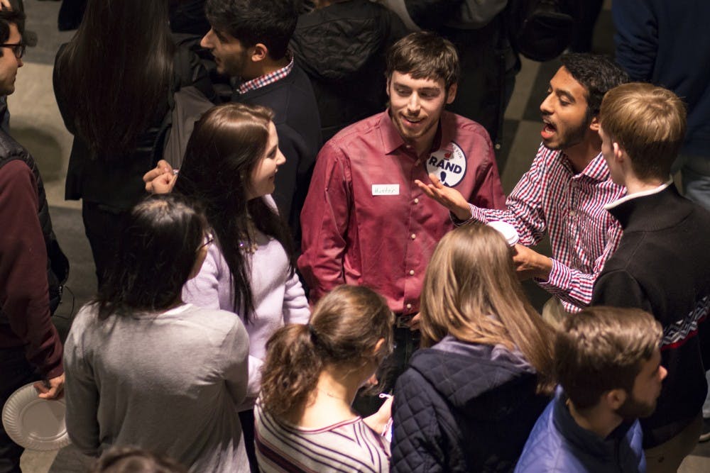 Penn students caucused passionately for their favored candidates at the Penn Caucuses, hosted on Tuesday night by the Government & Politics Association along with six student candidate support groups. 