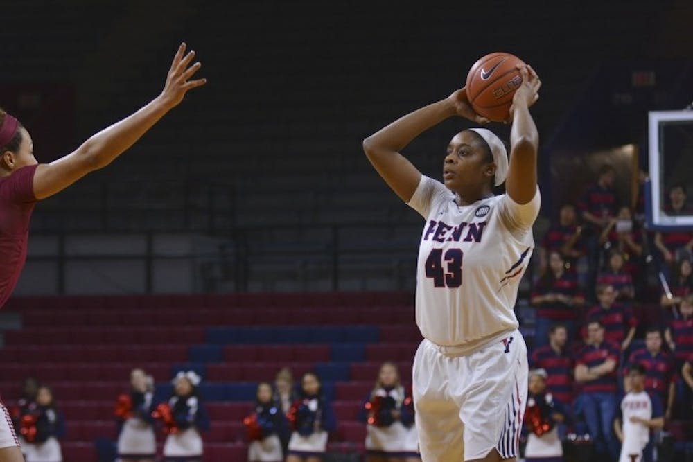 Junior forward Michelle Nwokedi once again led the Quakers with 22 points and 10 rebounds, recording her 13th double-double of the season.