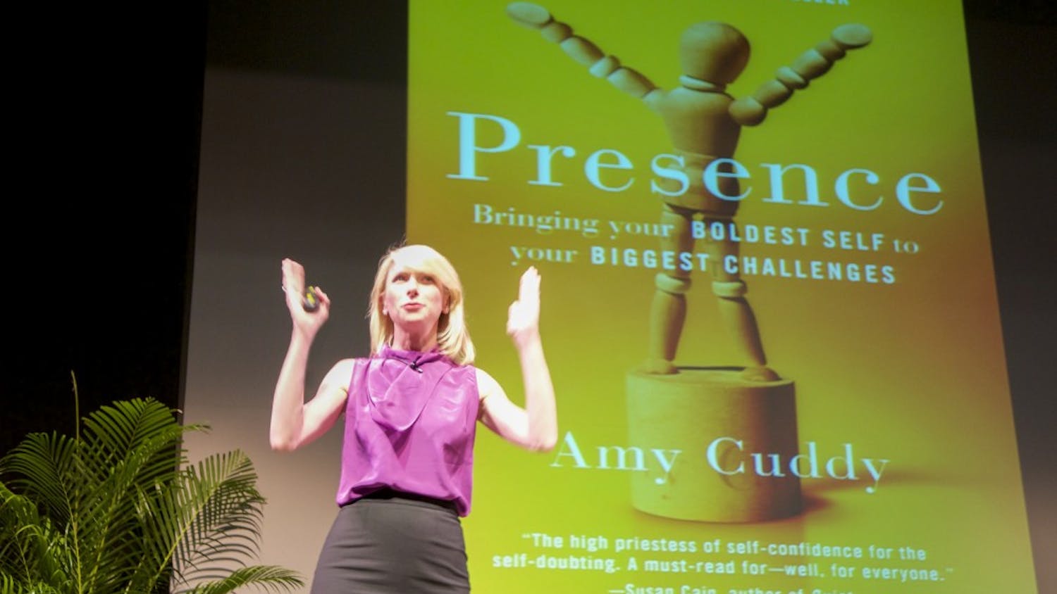 Social psychologist Amy Cuddy spoke at Penn for the Authors@Wharton Speaker Series. Her talk was on “how our bodies shape our minds.”