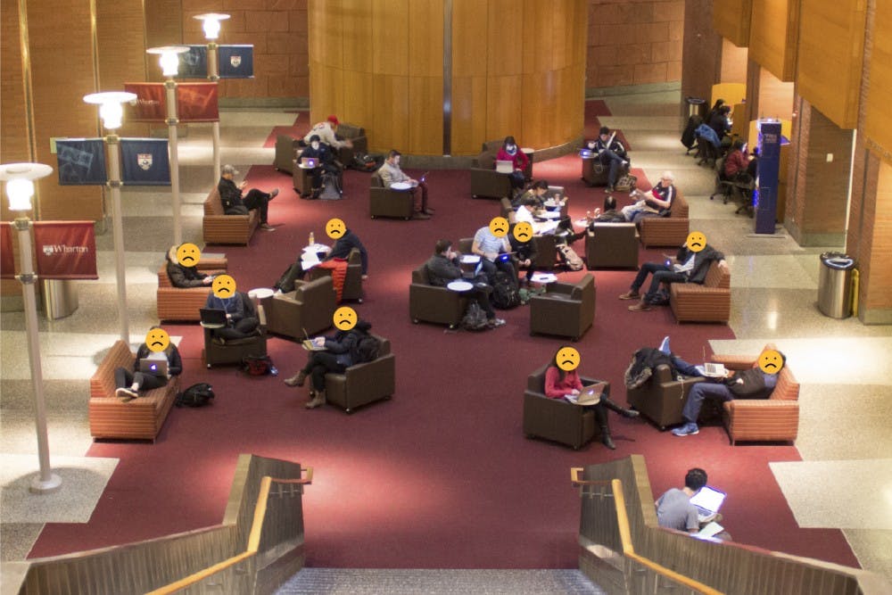 Penn students will no longer be able to participate in on-campus recruiting, or OCR.   Wharton Dean Geoffrey Garrett cited dissatisfaction from faculty as the primary reason for cancelling OCR. // Alex Graves | Forgot The Paintbrush