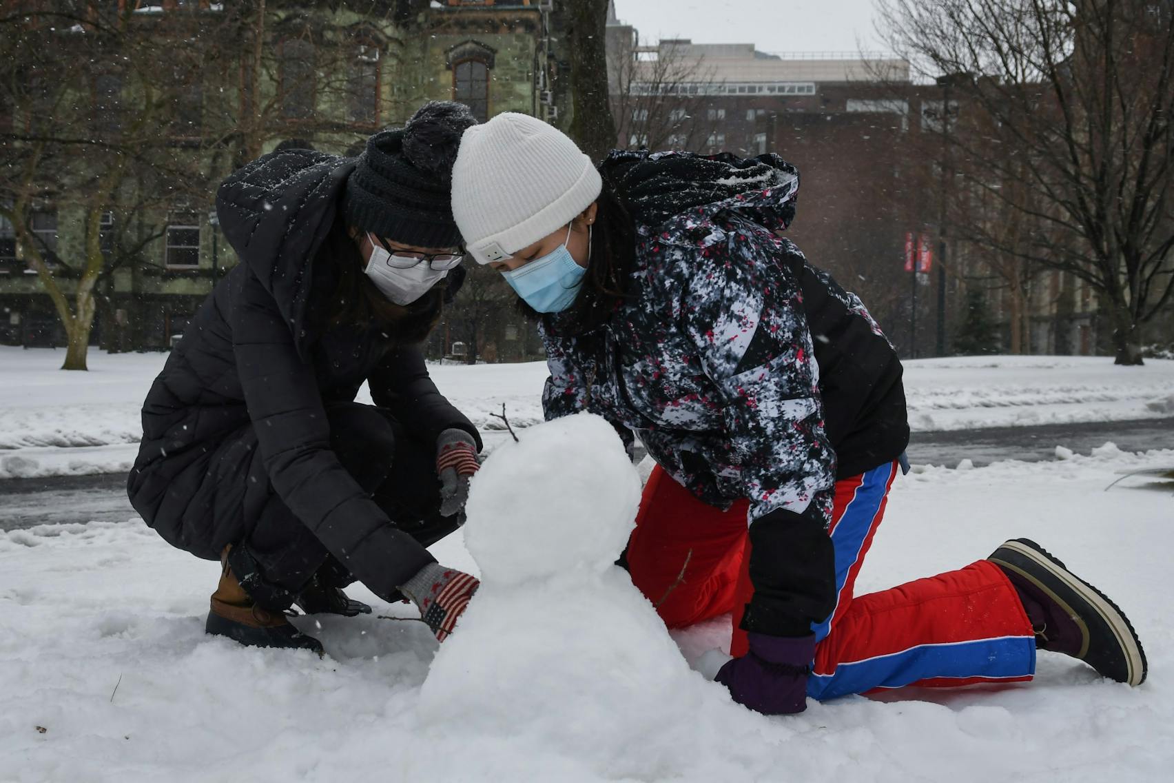 02-01-21 Snow Day Locust Students Building Snowman (Sukhmani Kaur)