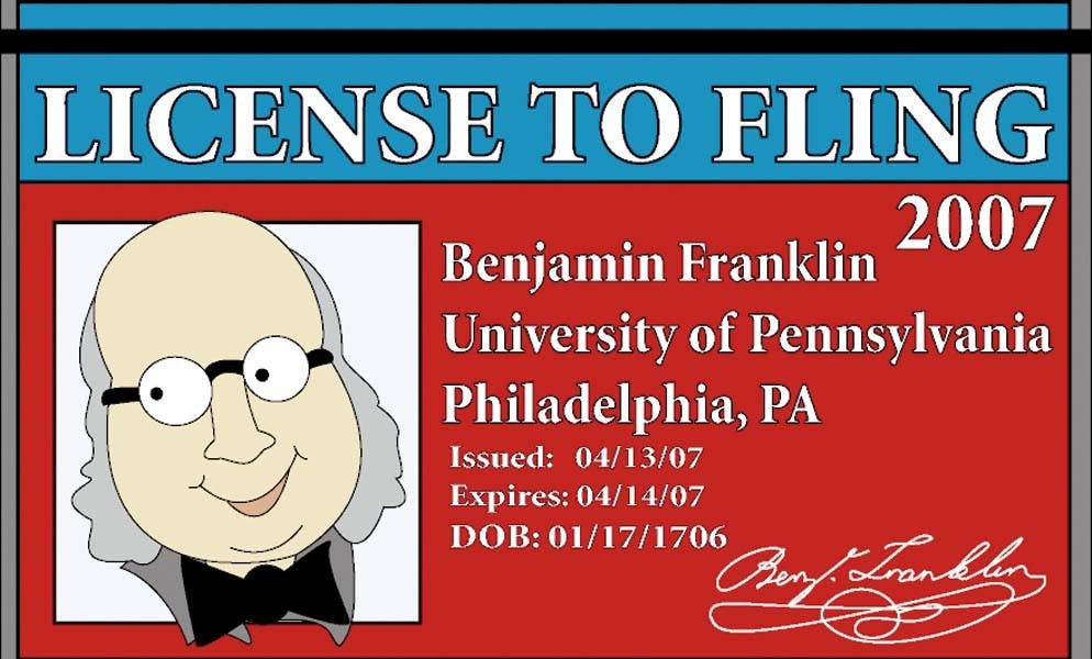 Spring Fling logo shows off Ben Franklin's 'License to Fling'