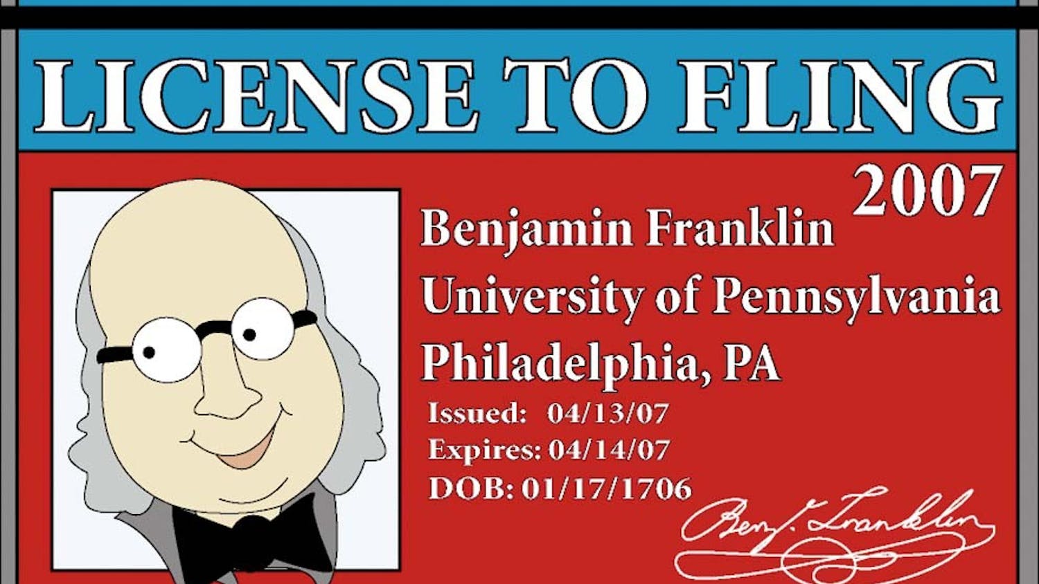 Spring Fling logo shows off Ben Franklin's 'License to Fling'