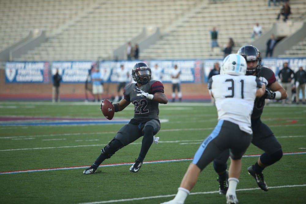 Running back Tre Solomon got a chance to air the ball out in the wildcat formation and connected with Cam Countryman for a touchdown in Penn's win over Columbia.