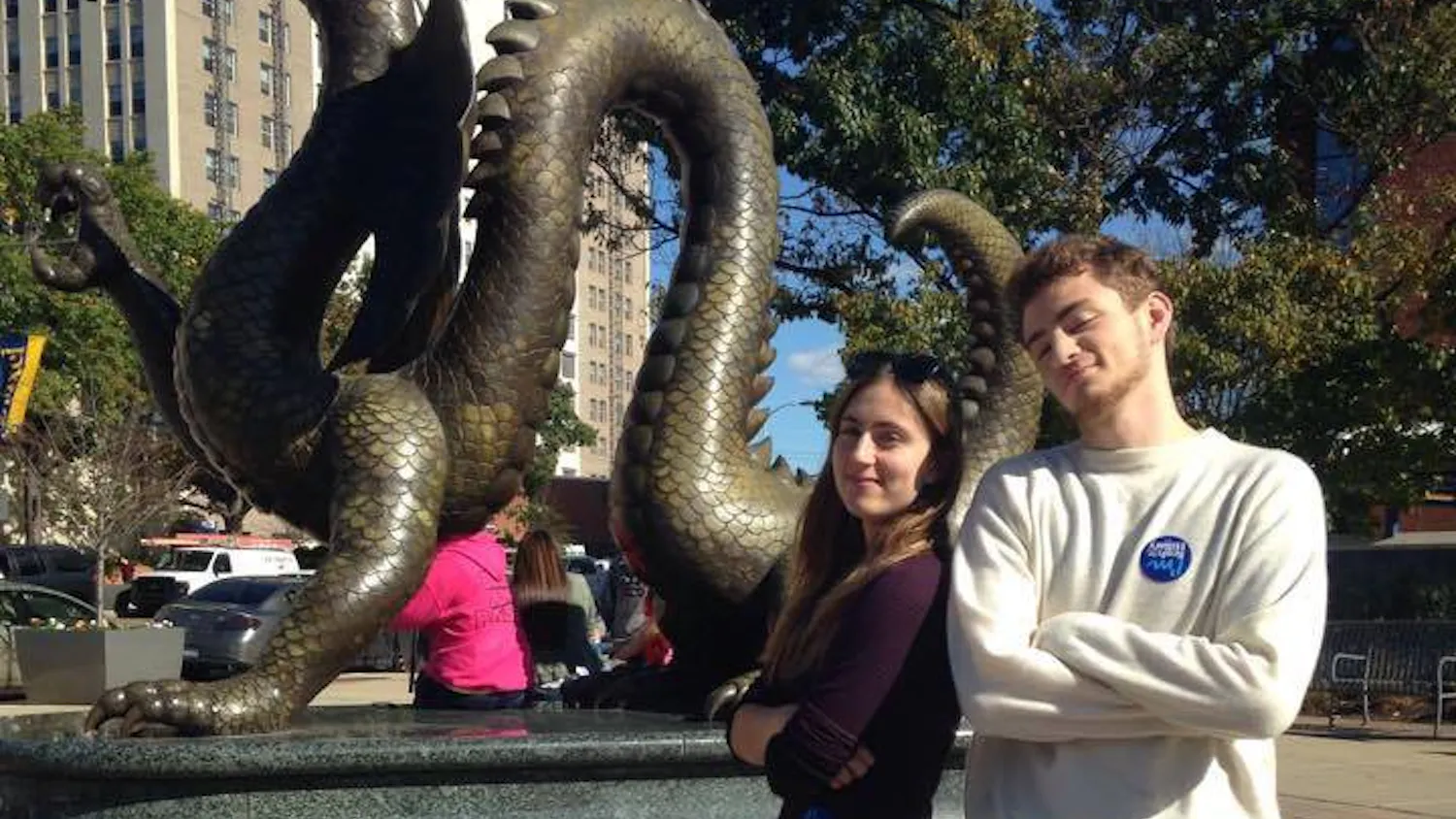 College sophomores Emily Irani and Paul-Julien Burg canvassed with Penn for Hillary at Drexel in October.