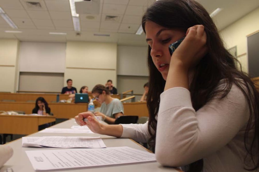 	Penn Democrats organized a phone bank Wednesday night for Newark Mayor Cory Booker’s run for U.S. Senate. They also plan to send about 50 to 60 volunteers later in October to campaign for Virginia gubernatorial candidate Terry McAuliffe. 