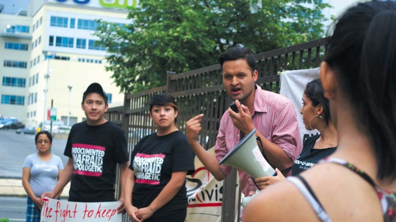 Speakers and students discuss the importance of immigration laws and awareness at an event in Spring Gardens on Monday.