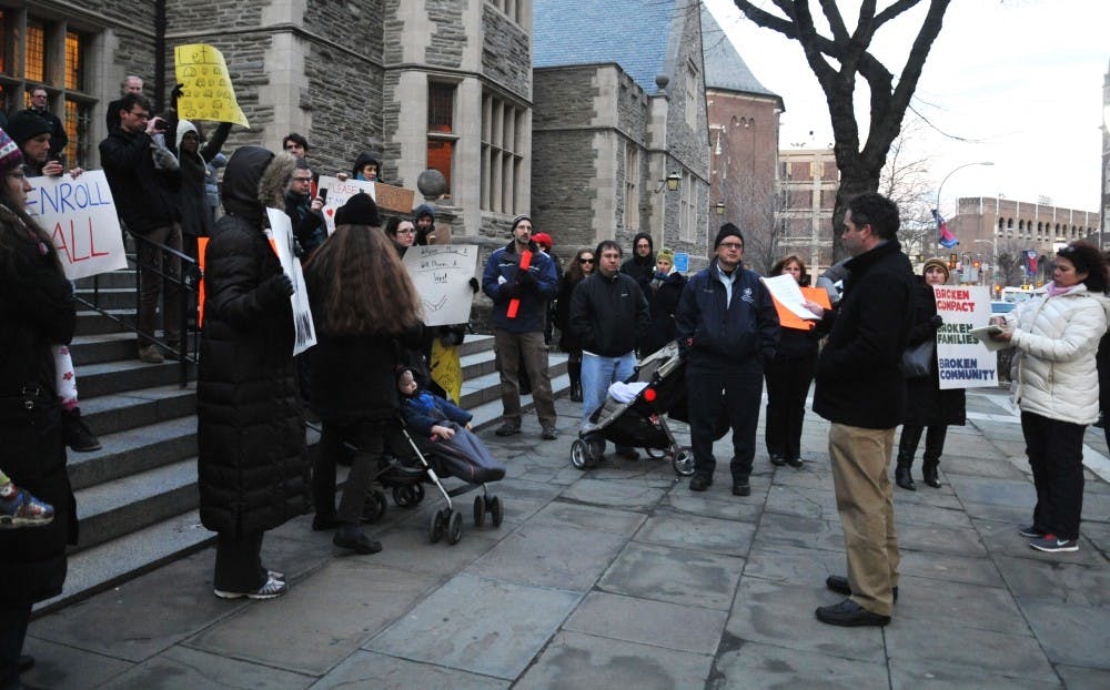 Penn Alexander Rally against automated lottery system for admissions in Front of Houston Hall