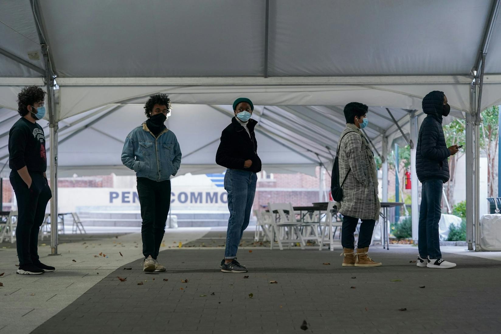 Election Day 2020 Houston Hall Bodek Lounge Polling Place Students in Line.jpg