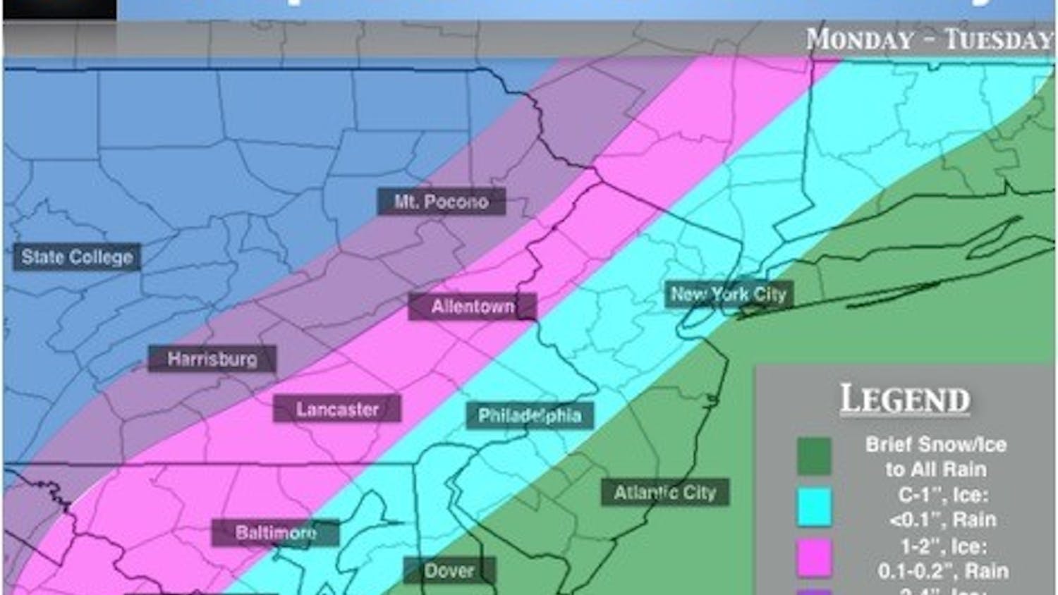 Monday's snow will stick then turn wet later in the day.