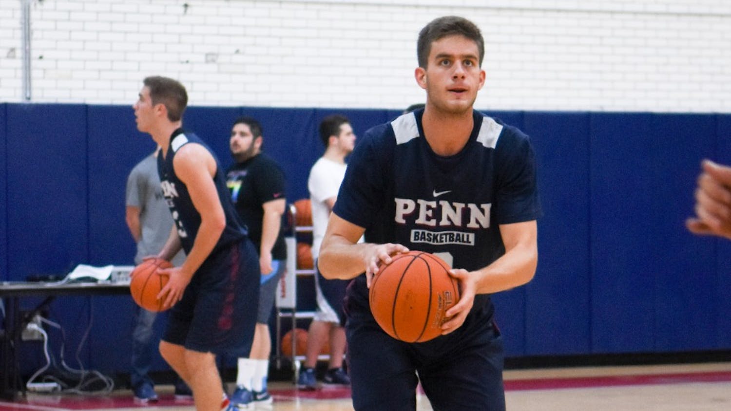 Freshman forward Max Rothschild practices as he moves towards his first collegiate games this weekend, taking on Robert Morris and Central Connecticut State at the Palestra.
