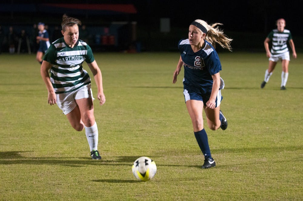 Freshman midfielder Allie Trzaska’s header was one of the best scoring opportunites for the Quakers on Saturday in their lost to Brown.