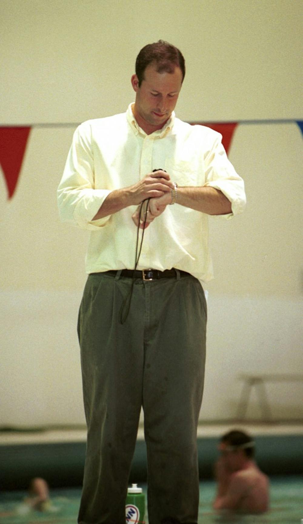 Swimming coach Mike Schnur at practice.