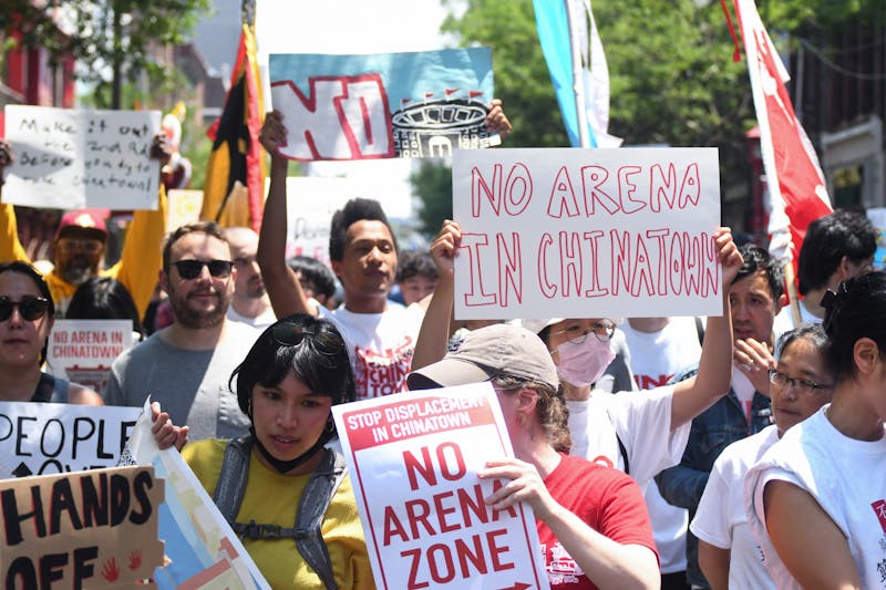 ‘Chaos for our city’: Protesters march against proposed 76ers stadium ...