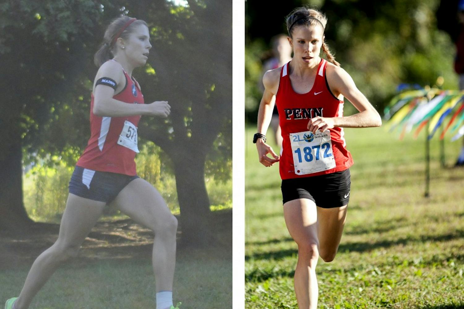 Sophomores Clarissa (left) and Cleo (right) Whiting have a tendency to finish close to each other in races, all the better for Penn cross country.