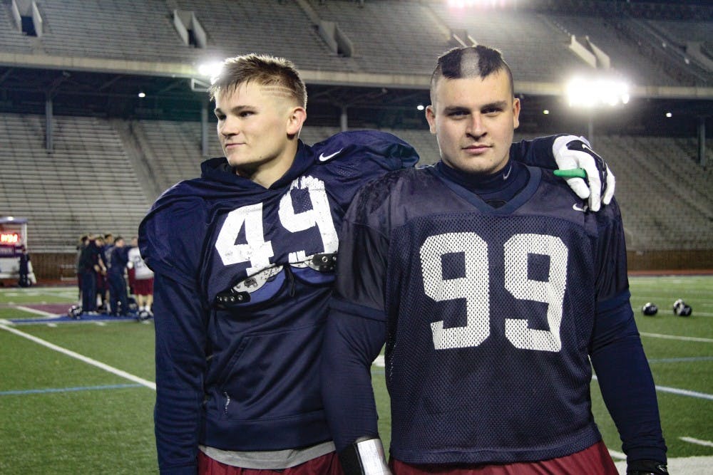 Senior linebacker Tyler Drake (left) was added to the FCS Defensive Player of the Year watchlist. Freshman lineman Cooper Gardner (right) will look to become an Ivy champion in his first season, just as Drake did as a freshman on the 2012 ivy League championship-winning Penn team.