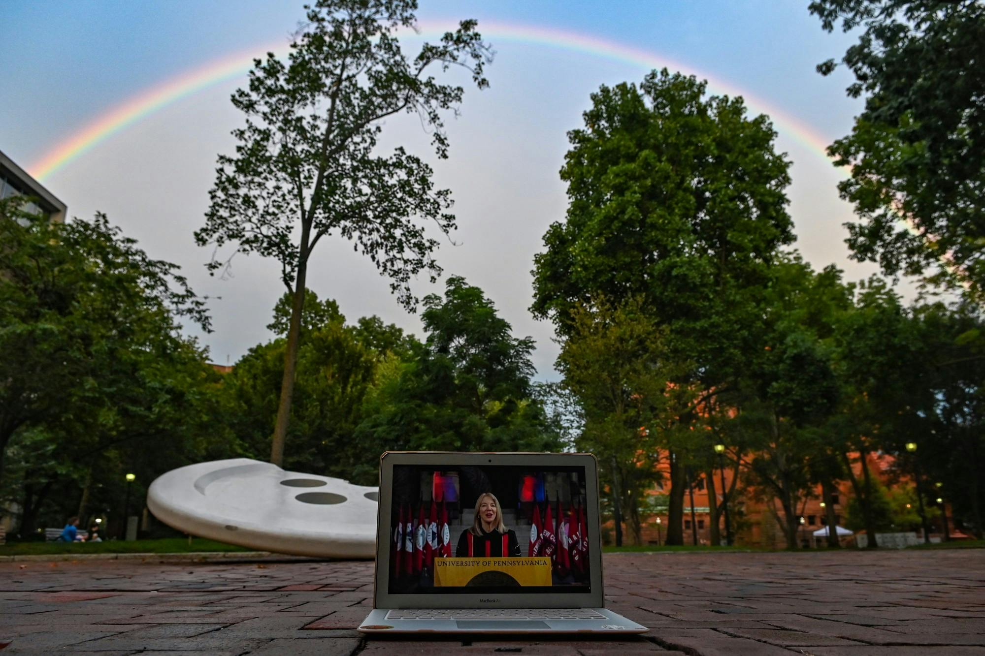 2020 Virtual Convocation Rainbow Amy Gutmann Button.JPG