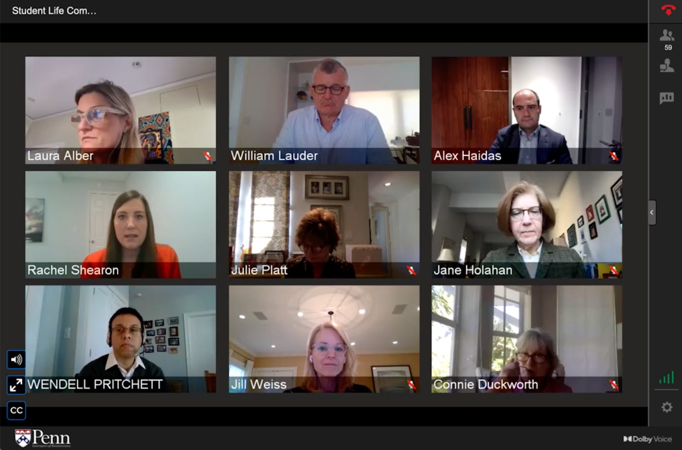 Trustees on Student Life Town Hall Zoom Meeting