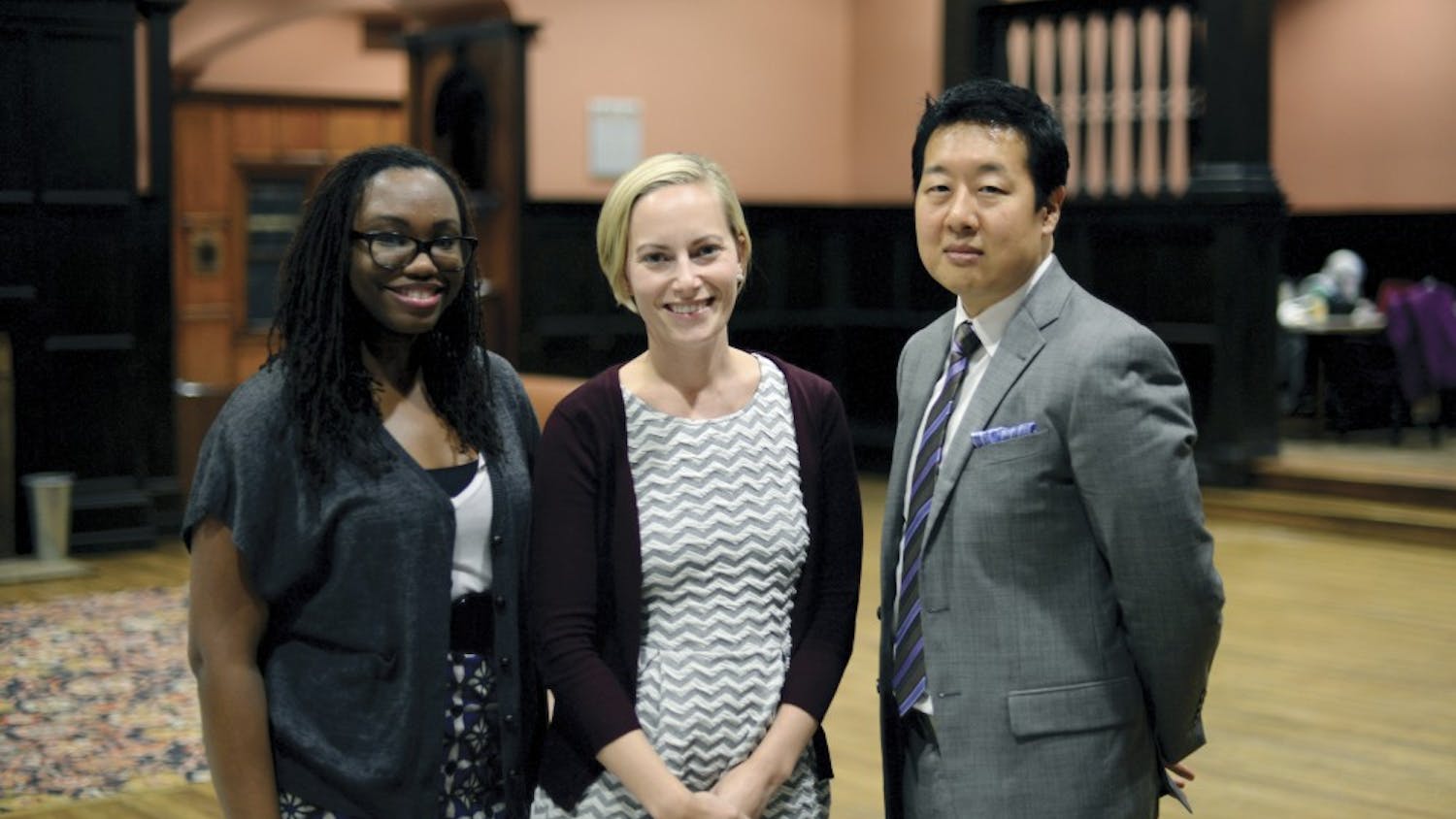 Various representatives combined forces to organize "Call to Action" on Wednesday night. From left to right: Brittany Harris, Associate Director of Penn Women's Center; Jessica Mertz, Director of Sexual Violence Prevention & Education; Hikaru Kozuma, Associate Vice Provost for Student Affairs.