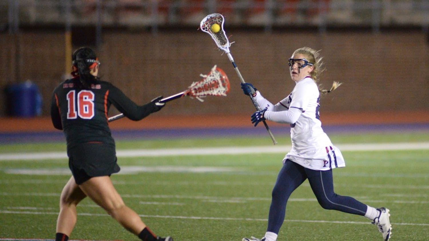 Senior attacker Emily Rodgers-Healion came up big with seven total points for the Quakers in their double-digit victory over the Blue Devils.