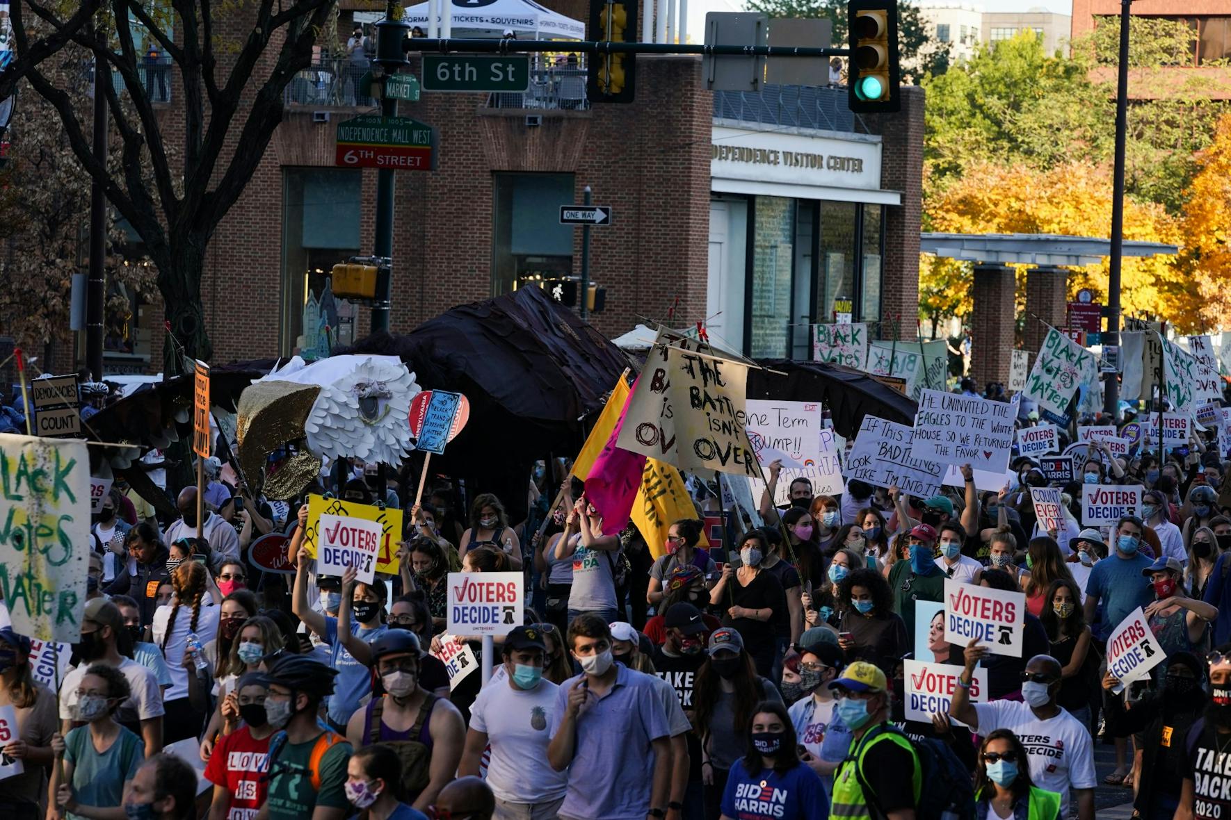 Voters Decide Election Day Eagle Protesters Biden Victory Celebration Year of Civic Engagement Embed.jpg