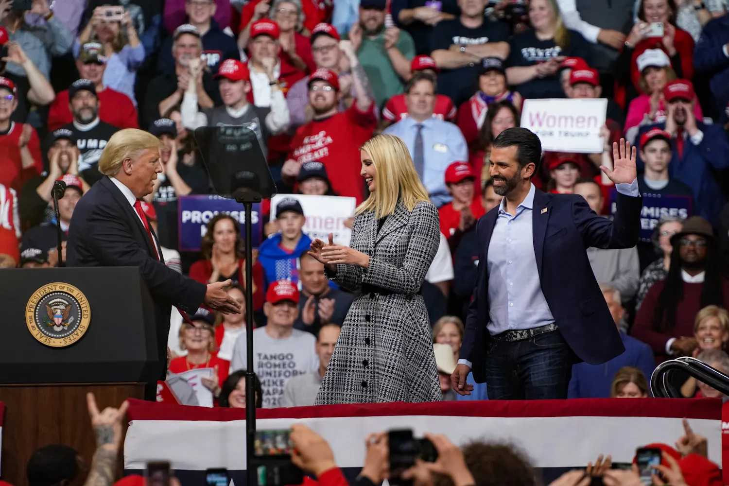 Rebranding Trump Name President Donald Trump Ivanka Don Jr New Hampshire Primary Rally February 10 2020