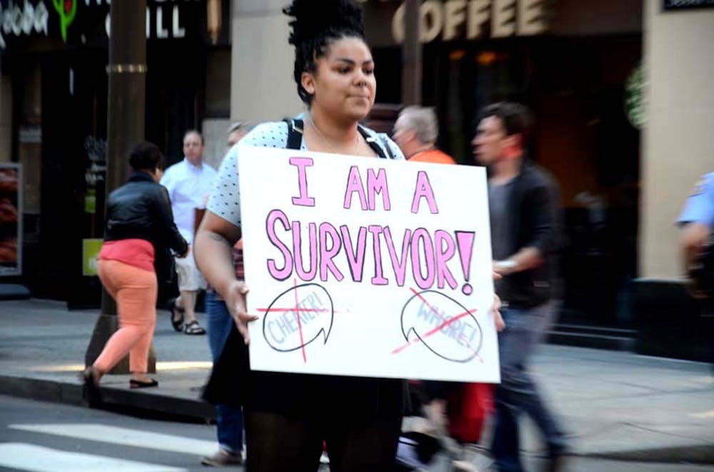 Activist gathered in the LOVE Park to march against Rape Culture