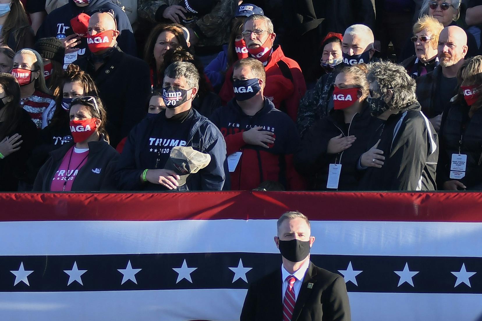 Secret Service and Supporters National Anthem Johnstown Donald J Trump Rally PA (Sukhmani Kaur).jpg