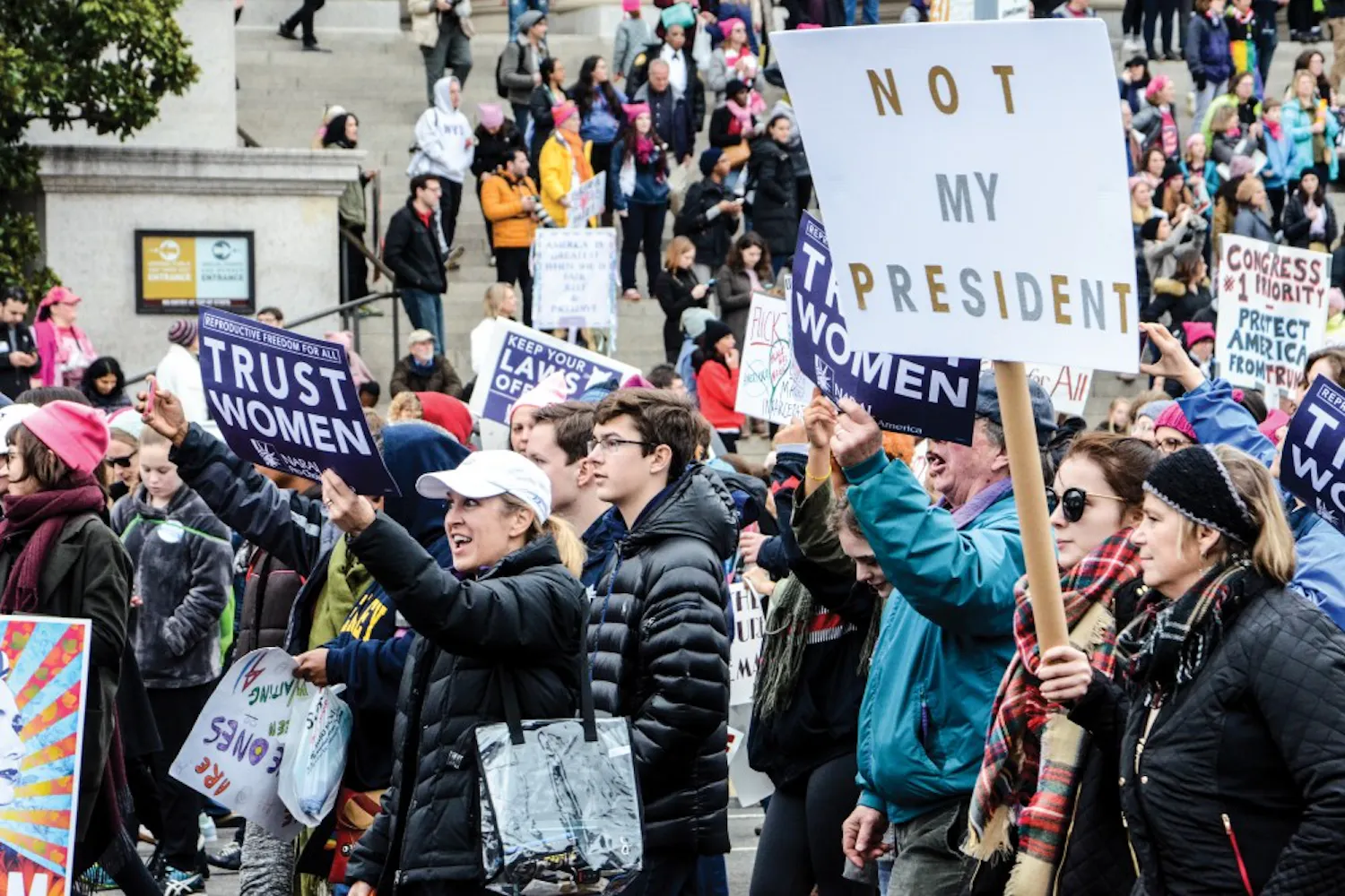 Students discuss the women's march and hopes for future activism