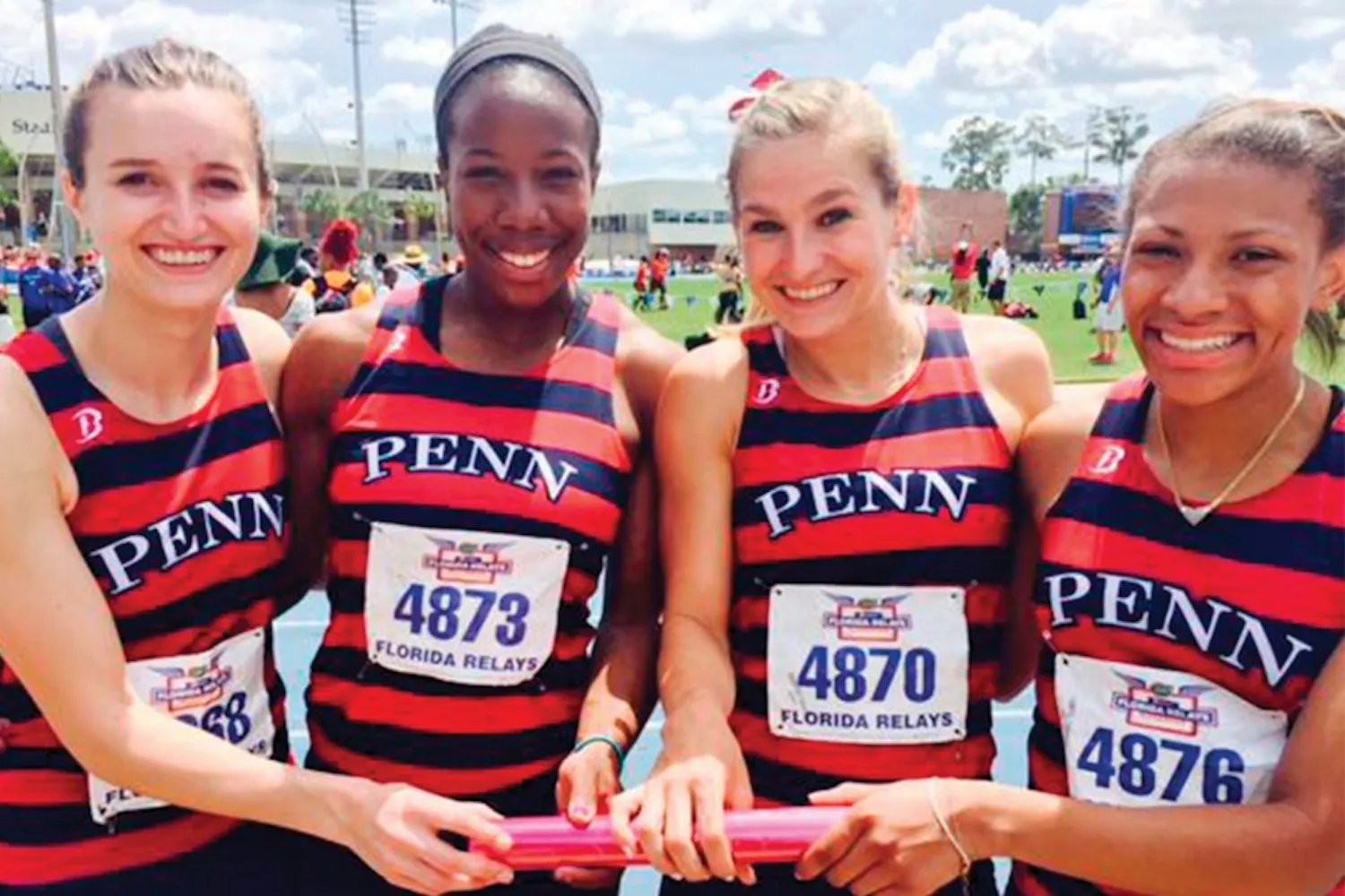 Sophomore sprinter Taylor McCorkle (second from left) looks to top her own 60-meter school record this weekend as Penn track and field heads to Staten Island, N.Y., for the Fastrack National Invite.
