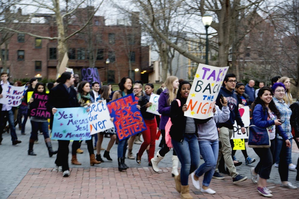 Students rallied against sexual violence during a procession on Thursday during Take Back the Night.